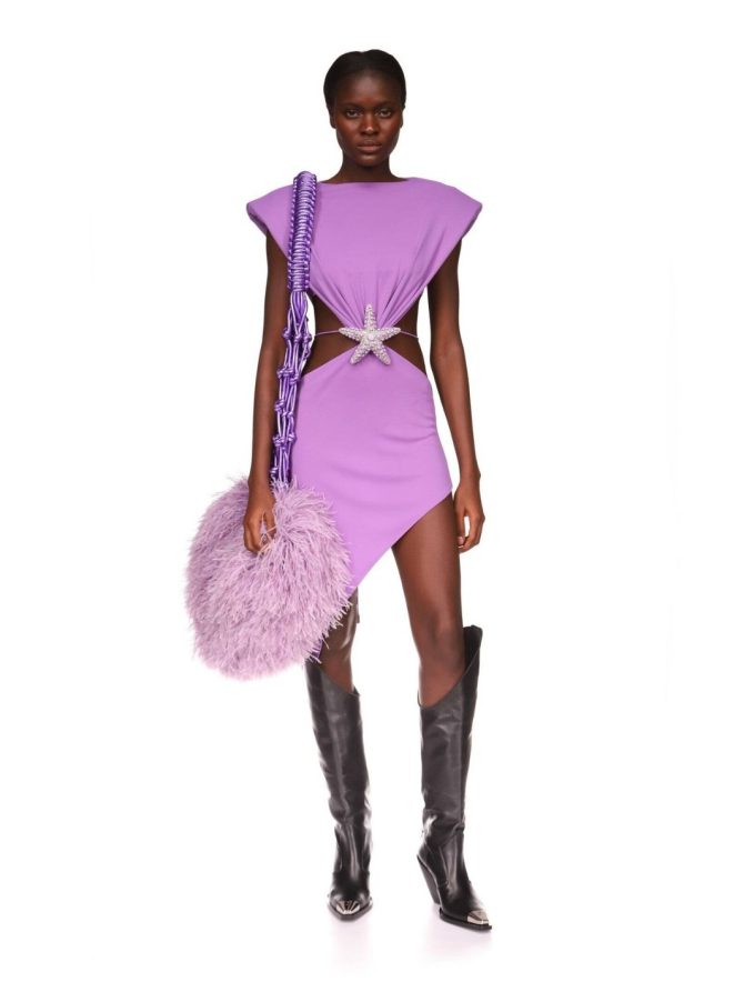 Women's Round Collar Sleeveless Hollow Bandage Dress with Five-Pointed Star Accents - Image 4