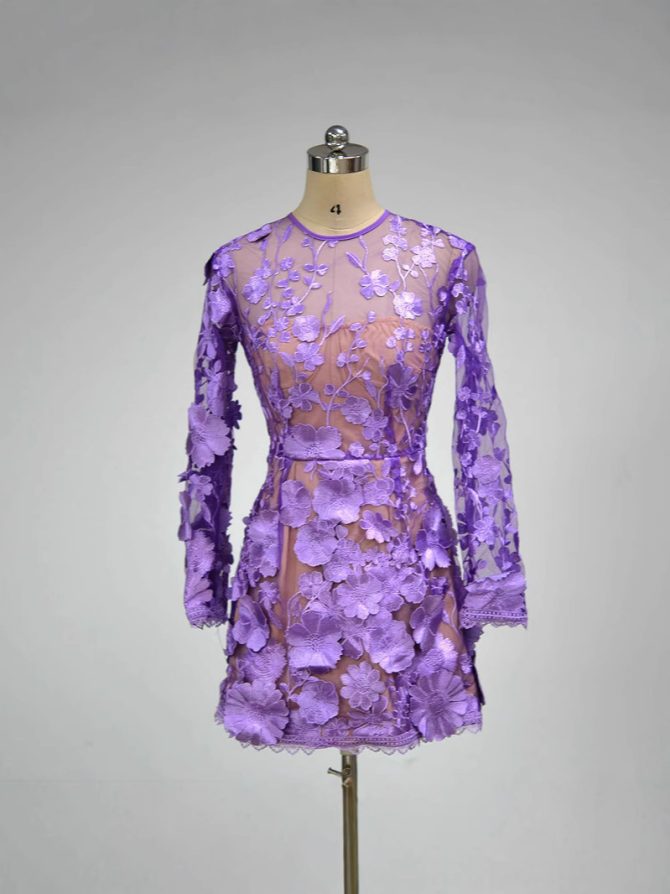 Chic & Stylish Women's Long Sleeve Printed Dress – Elegant Floral or Geometric Patterns - Image 4